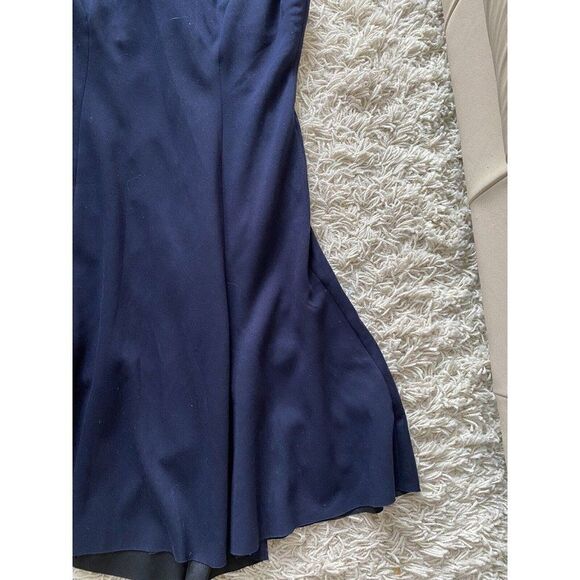 Elie Tahari Dress Navy Dark Blue Hi Low V-Neck Swing 14 Sleeveless - Picture 5 of 9